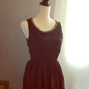 Sleeveless Black Dress w Gold Trim